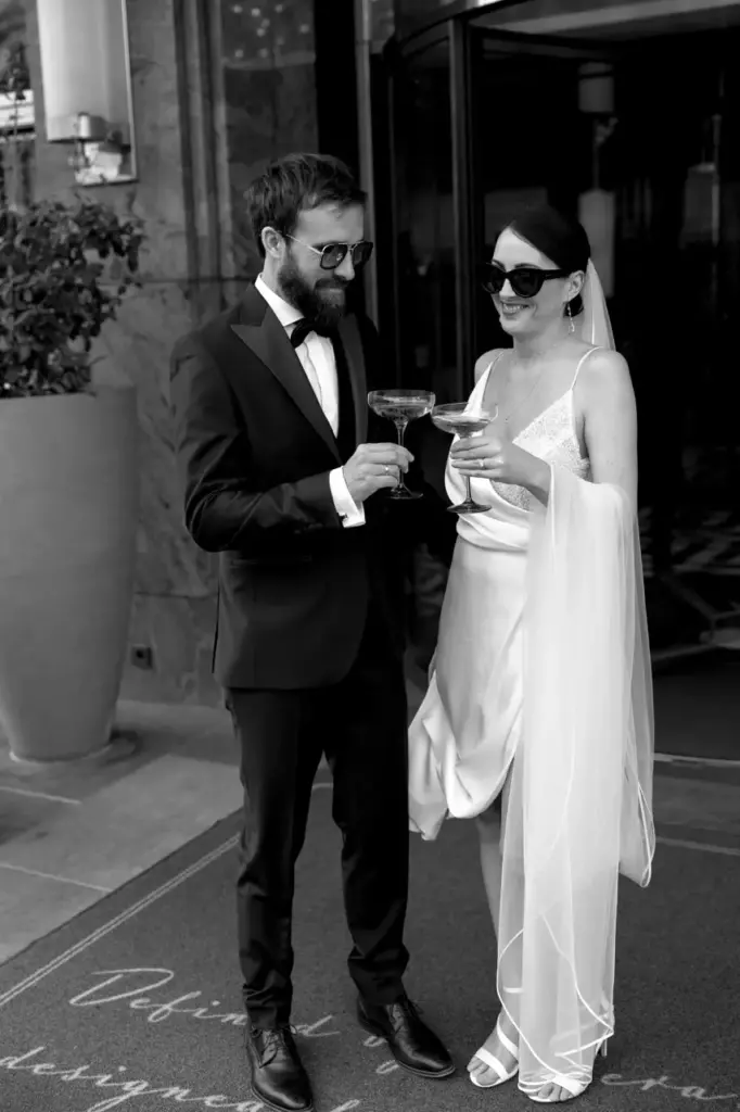 modern couple in barcelona infant of their wedding venue