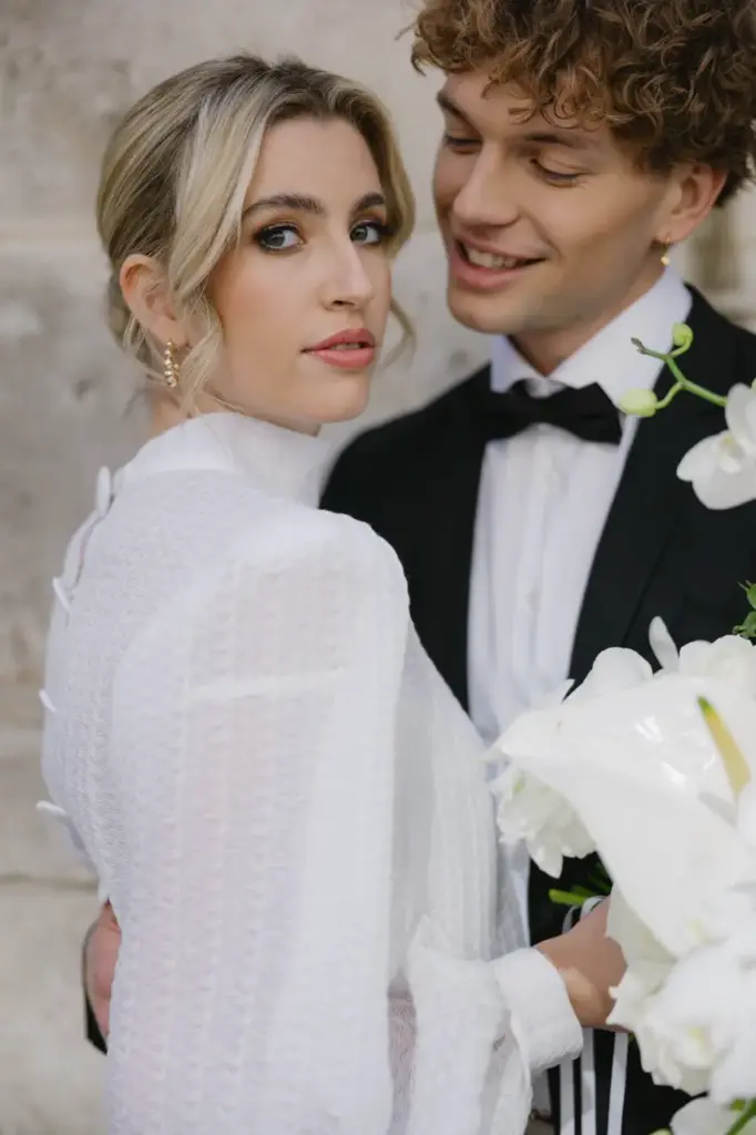 Bride and groom portrait in mallorca luxury wedding venue